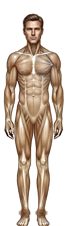 Front anatomical body diagram